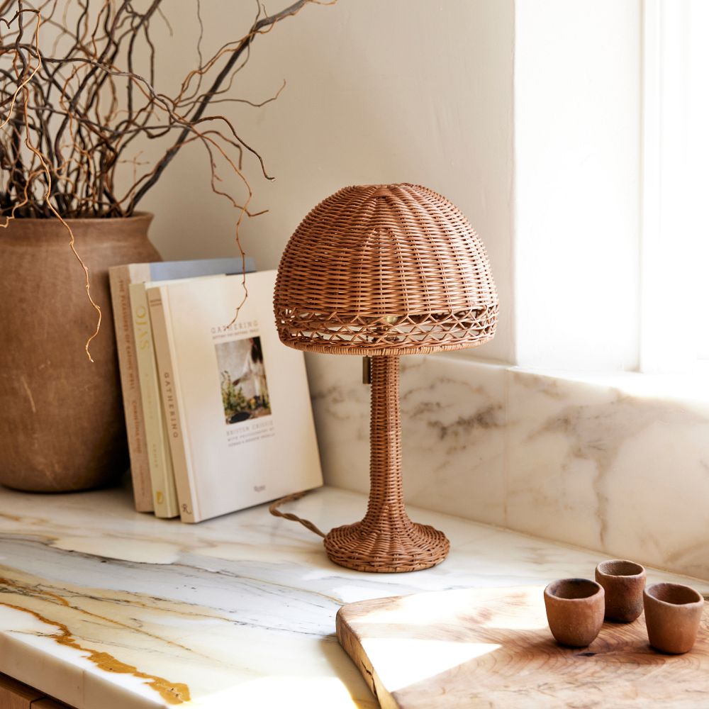 Frankie Rattan Table Lamp (16") by West Elm