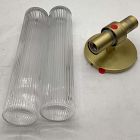 Open Box: Weston Fluted Glass Double Long Indoor/Outdoor Sconce (29") - Antique Brass, Clear Shade