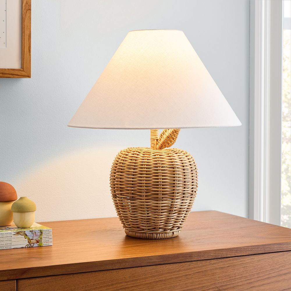Rattan Apple Table Lamp (18") by West Elm