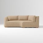 Open Box: Aviana Left-Arm Wedge Return Sofa - Performance Distressed Velvet Camel, Cool Walnut