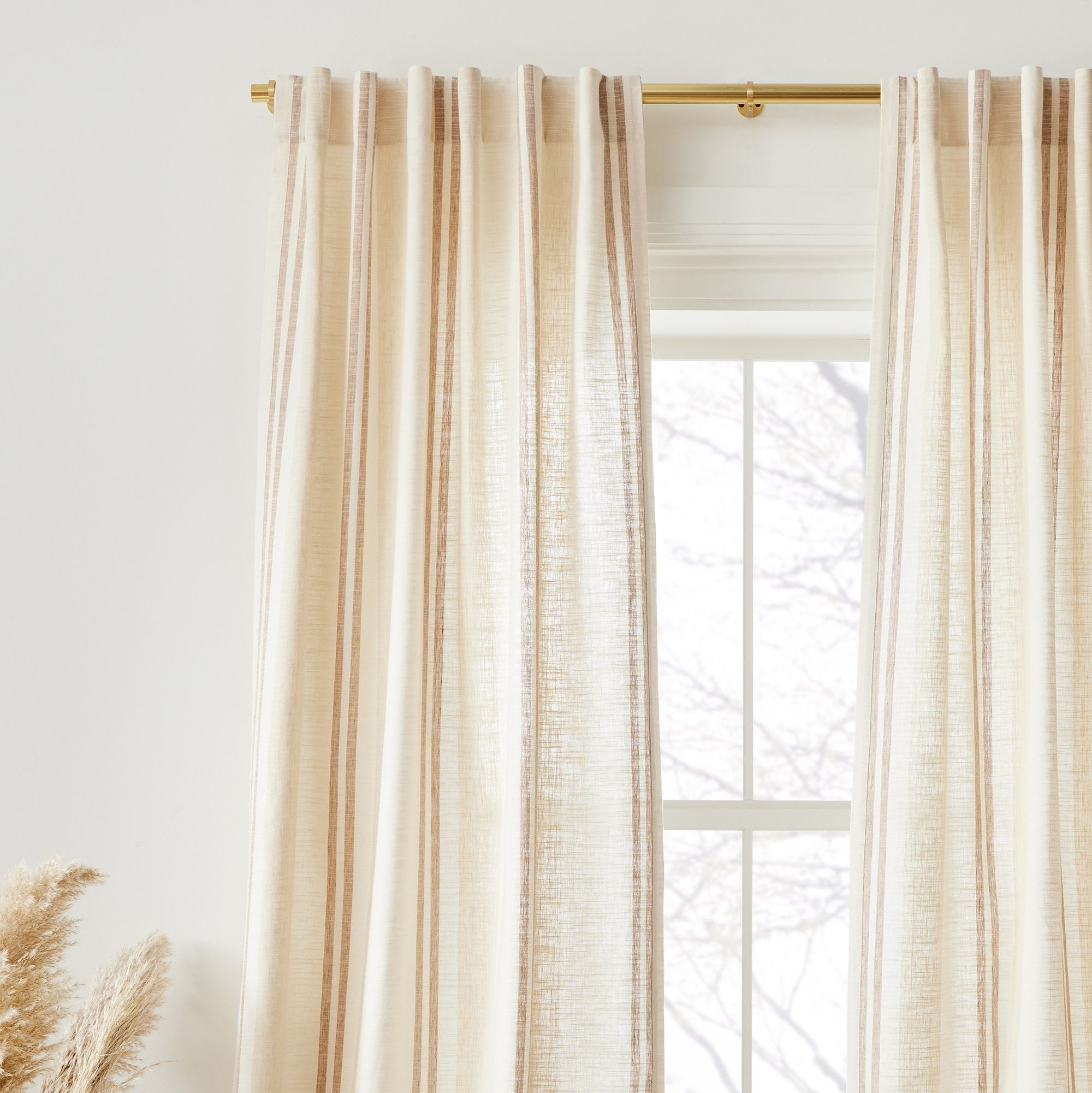 Textured Luxe Stripe Linen Curtain | West Elm