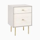 Modernist Wood &amp; Lacquer Nightstand (19") - Winter Wood