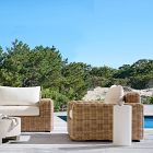 Westport Wicker Outdoor Sofa (84"), Lounge Chair &amp; Concrete Pedestal Round Coffee Table (32"&ndash;44") Set