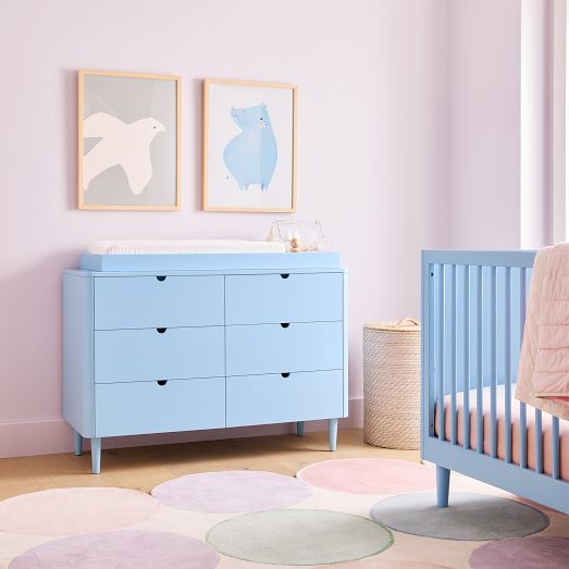 blue crib and dresser set Mitzi 6-Drawer Wide with Removable Topper (48