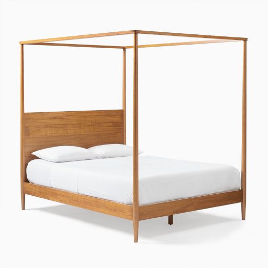 Mid-Century Canopy Bed – Modern Wood Frame | West Elm