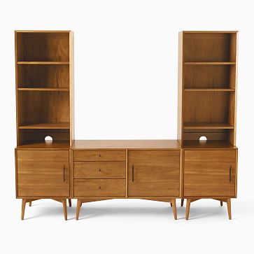 Media Set - 1 Small Console, 2 Towers with 1-Door Bases