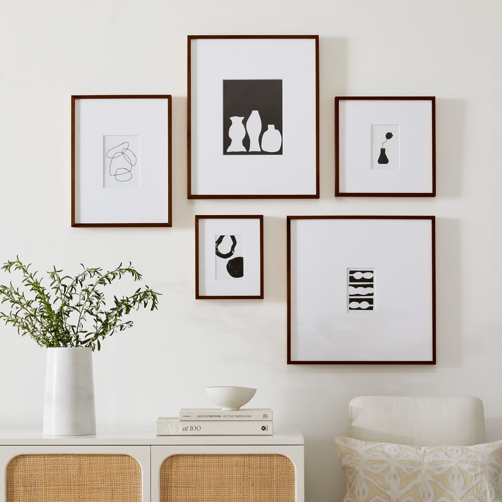 The Small-Space Organic Gallery Frames Set (Set of 5) - Wood, Walnut, Set of 5