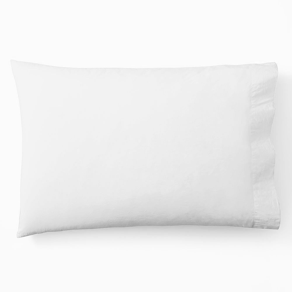 Organic Washed Cotton Percale Pillowcase Set - Standard, White