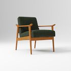Open Box: Mid-Century Show Wood Chair - Performance Distressed Velvet Evergreen, Pecan Finish