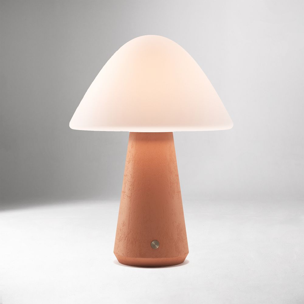 Illaria Cordless Mushroom Table Lamp (12") - Terracotta, 9"