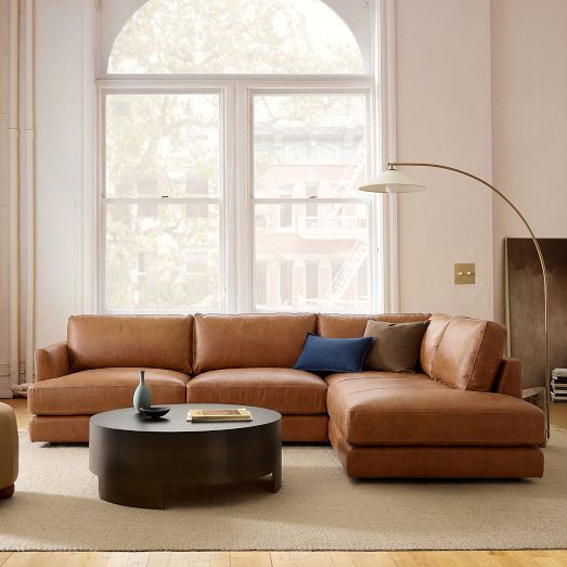 Haven Leather 2-Piece Bumper Chaise Sectional (108")