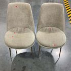 Open Box: Finley Low Back Dining Chair, Set of 2 - Performance Distressed Velvet Dune, Champagne Bronze
