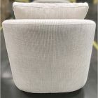 Open Box: Imogene Swivel Chair - Performance Ticking Stripe Sand, Dark Walnut