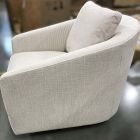 Open Box: Imogene Swivel Chair - Performance Ticking Stripe Sand, Dark Walnut