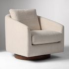 Open Box: Imogene Swivel Chair - Performance Ticking Stripe Sand, Dark Walnut