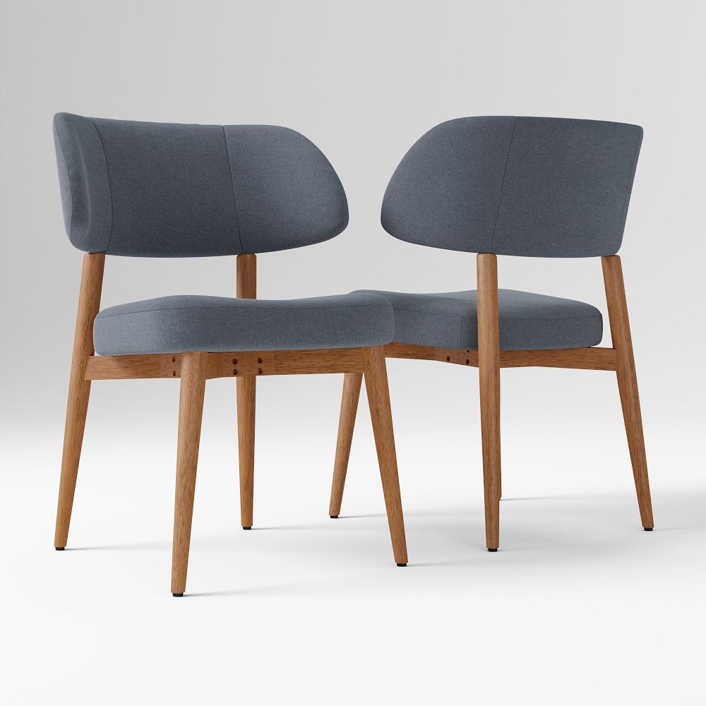 Hyde Dining Chair - Performance Velvet, Graphite, Cool Walnut, Set of 2