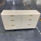 Open Box: Shea High-Gloss Enameled Lacquer 6-Drawer Dresser (60") - Ivory, Claro, Antique Brass