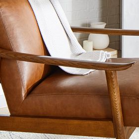 Mid-Century Leather Show Wood Chair | West Elm