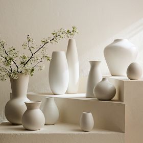Pure White Ceramic Vase, Pot, 14.5 Inches, West Elm