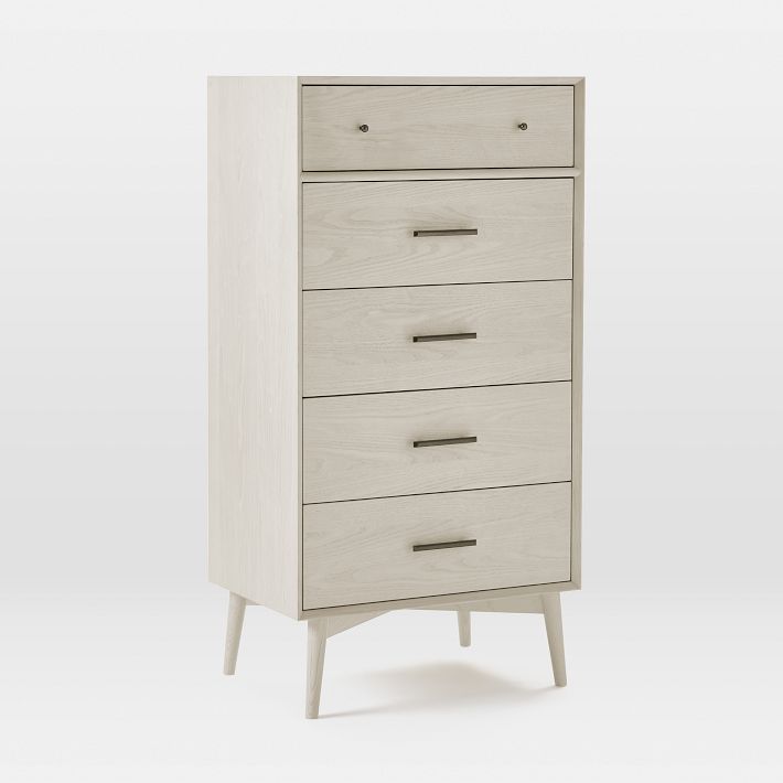 Mid-Century (27") 5-Drawer Dresser, Pebble, West Elm Mid-Century (27") 5-Drawer Dresser, Pebble, West Elm