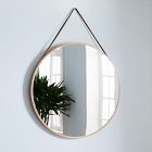 Modern Leather Round Hanging Mirror - 36"