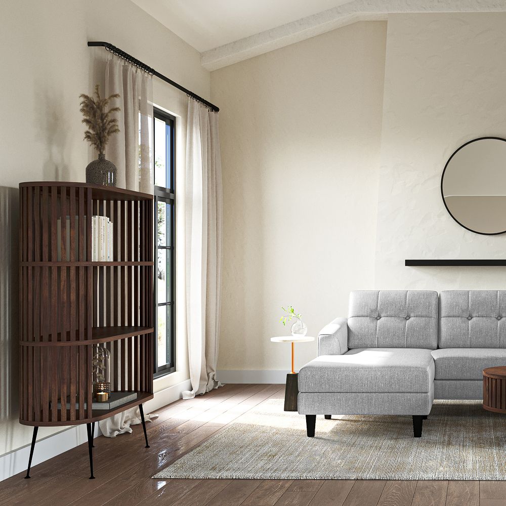 Rounded Wood Slats Shelf by West Elm
