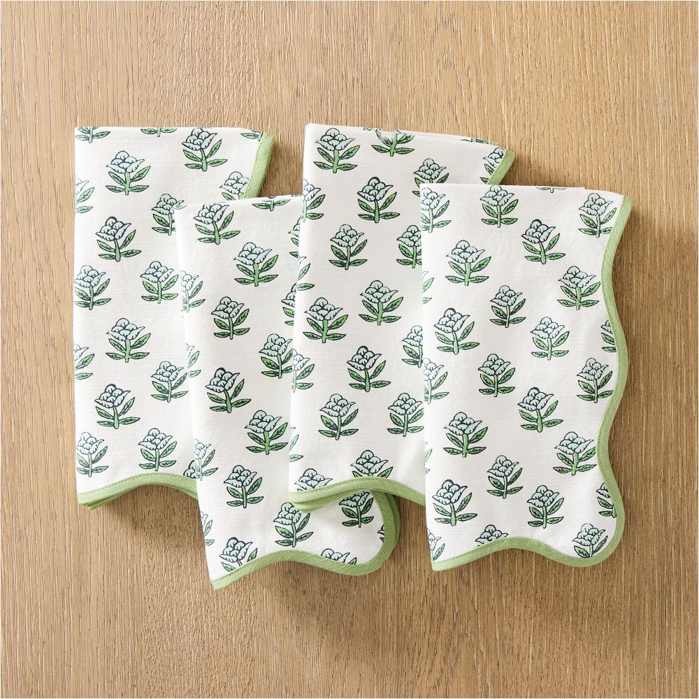 Begonia Cotton Napkin Sets - Blue, Set of 8