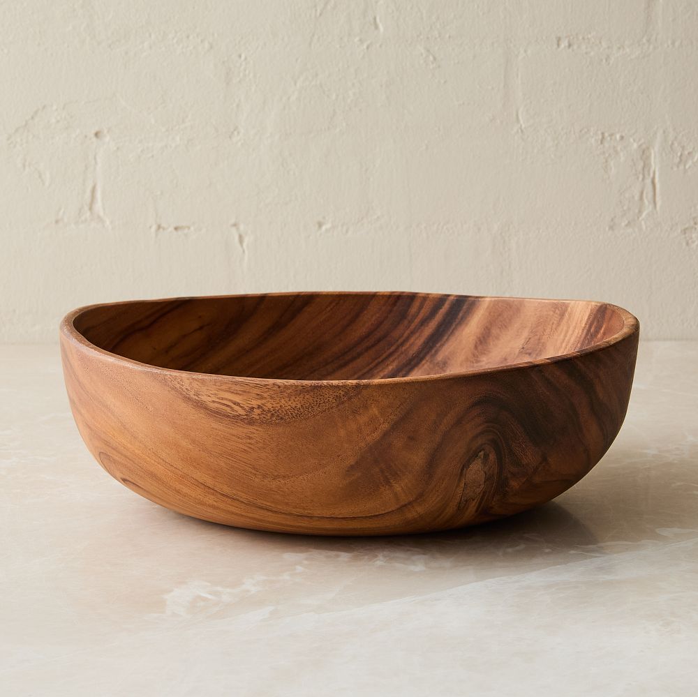 Organic Shaped Wood Serving Bowls - Acacia Wood, Each