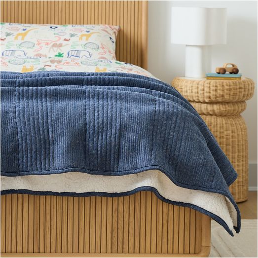 Cozy Jersey Linear Twin Cotton Blanket by West Elm