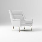 Open Box: Carlo Highback Chair (29") - Performance Velvet Frost Gray, Brass