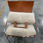 Open Box: Stuart Sling Chair -  Performance Chenille Crossweave Sand, Polished Stainless Steel