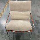 Open Box: Stuart Sling Chair -  Performance Chenille Crossweave Sand, Polished Stainless Steel