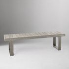 Portside Wood Outdoor Extendable Dining Table (76.5"&ndash;106"), Benches &amp; Stacking Chairs Set