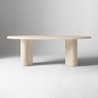 Menorca Faux Travertine Outdoor Oval Dining Table (86")