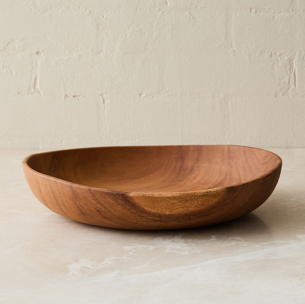 Organic Shaped Wood Serving Bowls - Low Serving Bowl 12”D