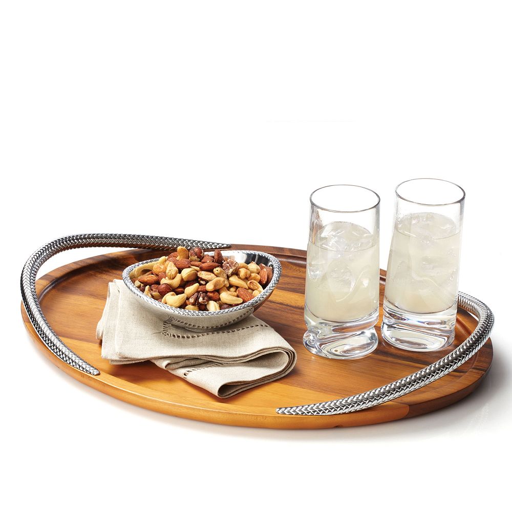 Nambe Braid Acacia Wood Serving Tray by West Elm