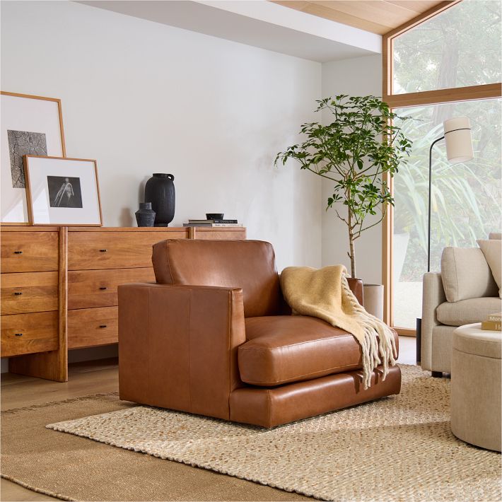 Haven Leather Chair and a Half Sand | West Elm