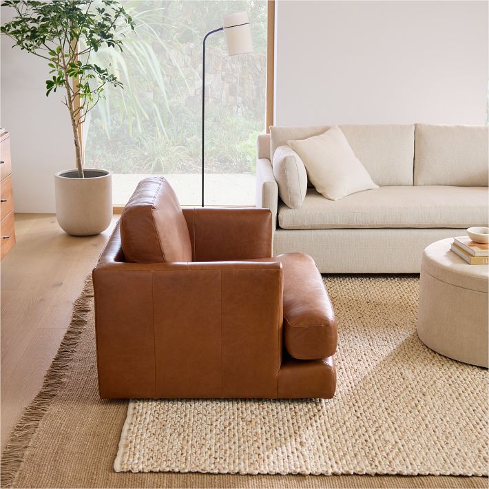Haven Leather Chair and a Half Sand | West Elm