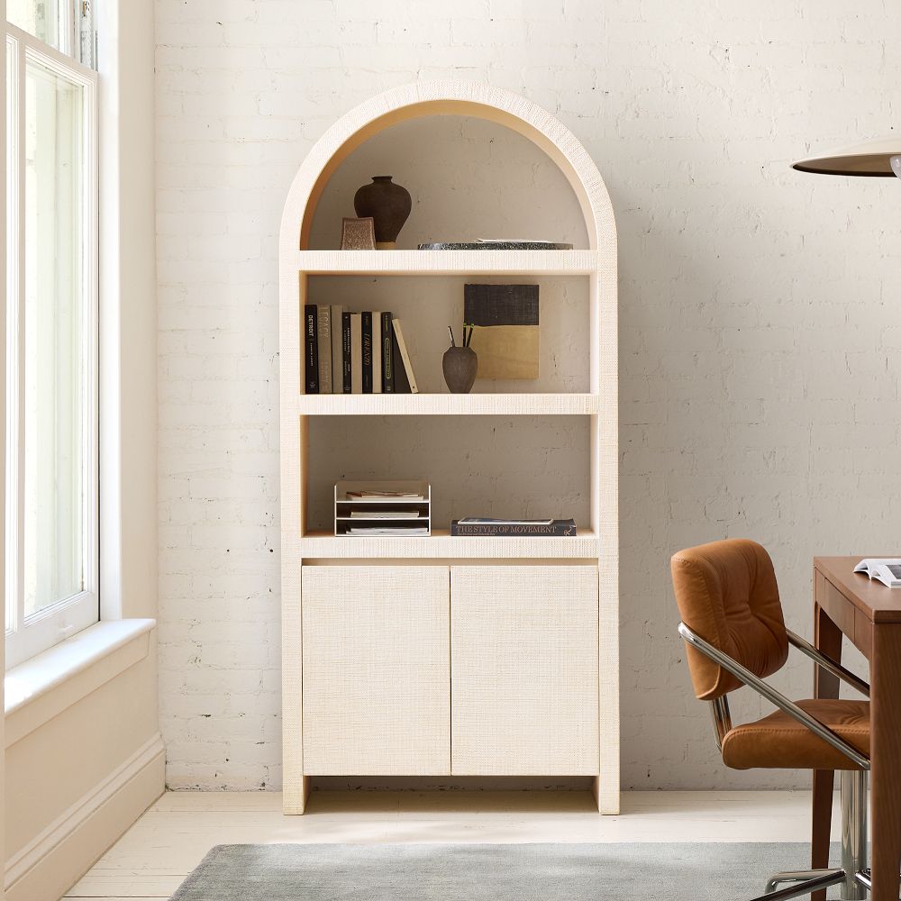 Solstice Painted Raffia Arched Bookcase (34") by West Elm