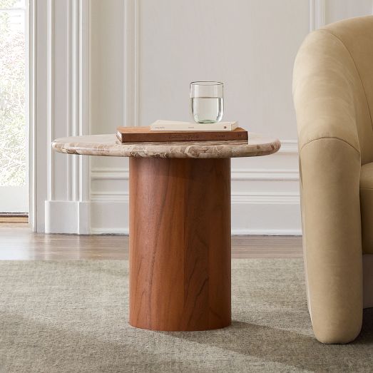 Alora Solid Wood & Marble Side Table (22") by West Elm