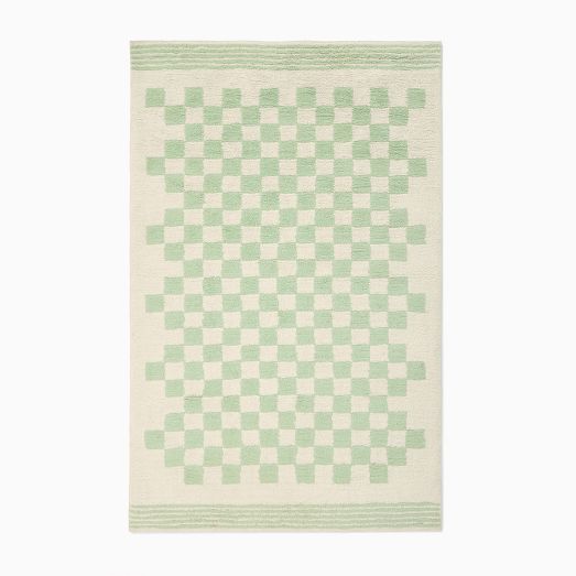 Soft Checkered Washable Shag Wool Rug by West Elm