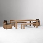 Telluride Outdoor Extendable Table (76"&ndash;106"), Benches (66") &amp; Swivel Dining Chairs Set