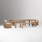Telluride Outdoor Extendable Table (76"&ndash;106"), Benches (66") &amp; Swivel Dining Chairs Set