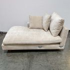 Open Box: Harmony Left Arm Chaise - Performance Distressed Velvet Sand, Dark Walnut