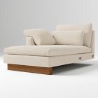 Open Box: Harmony Left Arm Chaise - Performance Distressed Velvet Sand, Dark Walnut