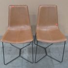 Open Box: Slope Leather Dining Chair, Set of 2 - Nut Leather Saddle, Charcoal