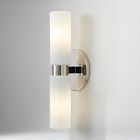 Open Box: Weston Fluted Glass Double Short Indoor/Outdoor Sconce (16") - Polished Nickel, Milk