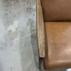 Open Box: Mid-Century Leather Show Wood Chair - Vegan Leather Saddle, Pecan
