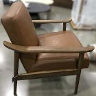 Open Box: Mid-Century Leather Show Wood Chair - Vegan Leather Saddle, Pecan