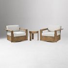 Portside Wood Outdoor Swivel Chairs &amp; Round Side Table Set